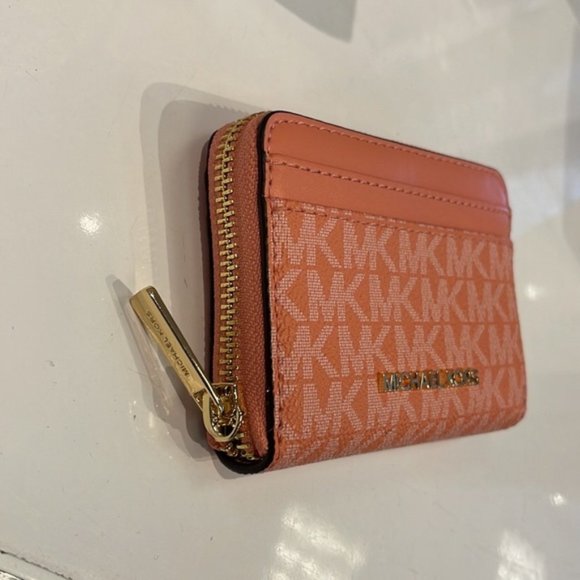 Michael Kors Jet Set Travel Medium Zip Around Card Case Sherbert Multi - Picture 12 of 15
